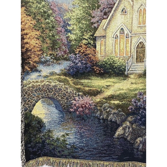 Manual Woodworkers & Weavers Psalm 122: 1 Tapestry Throw Blanket Country Church - Picture 5 of 10